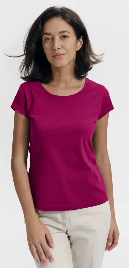 Ženska majica slim fit z okroglim izrezom, fuchsia red Ženska majica slim fit z okroglim izrezom, fuchsia red