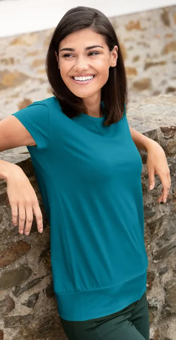 Ženska trendovska majica, temno turkizna