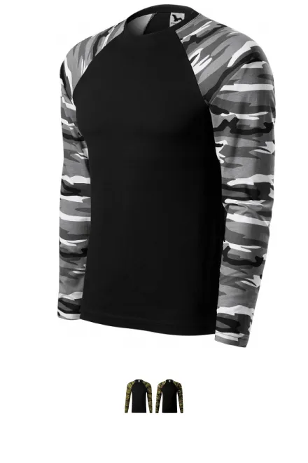 Kamuflažna majica z dolgimi rokavi, maskirno siva