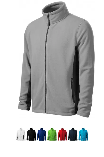 Moška flis jakna v kontrastu, svetlo siva