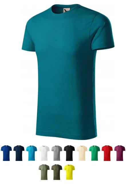 Moška majica iz teksturiranega organskega bombaža, petrol blue