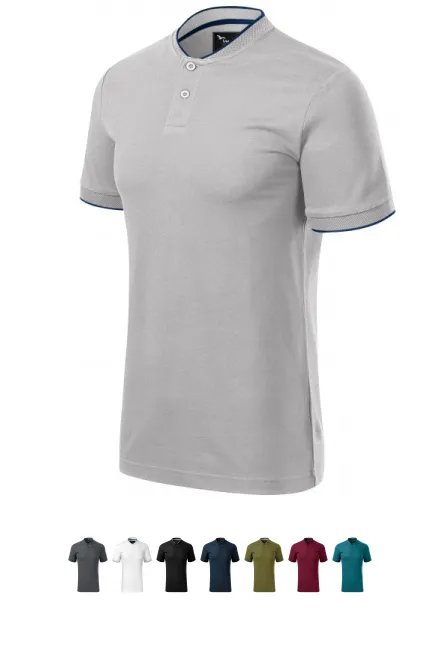 Moška polo majica z bomber ovratnikom, srebrno siva