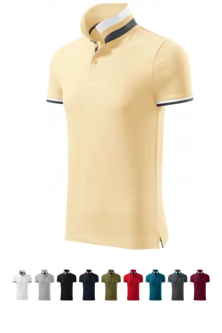 Moška polo majica z ovratnikom navzgor, vanilija