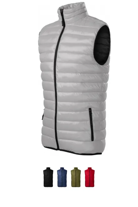 Moški prešite telovnik, srebrno siva