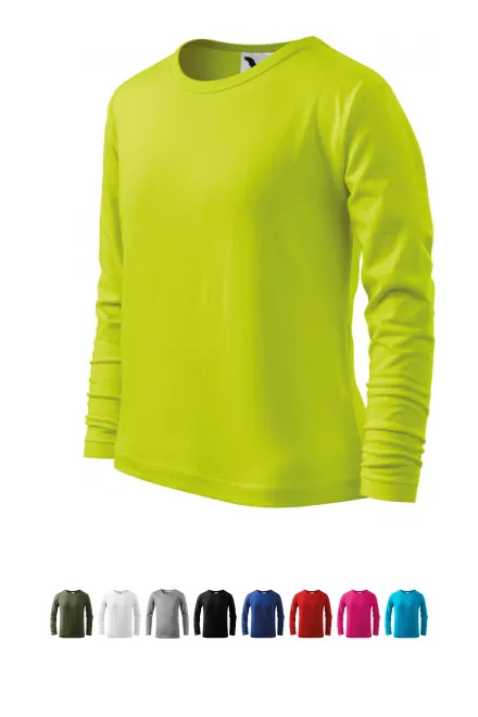 Otroška majica z dolgimi rokavi, apno zelena