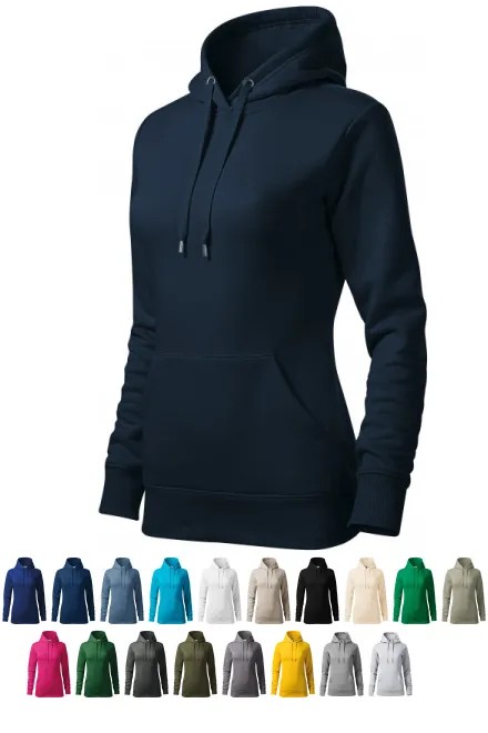 Ženska jopica s kapuco brez zadrge, temno modra