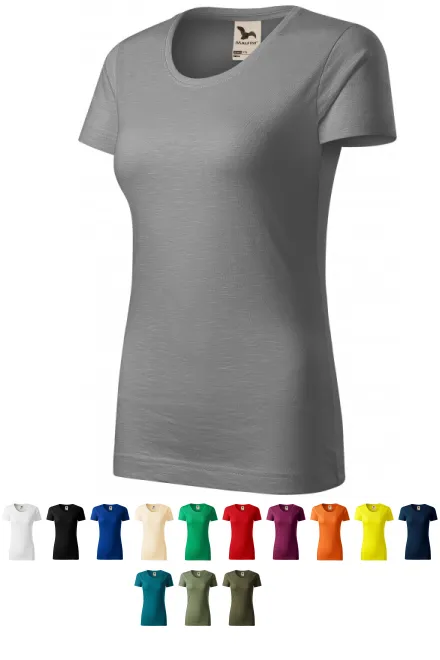 Ženska majica iz teksturiranega organskega bombaža, staro srebro