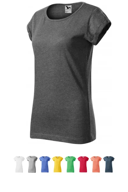 Ženska majica z zavihanimi rokavi, črni marmor