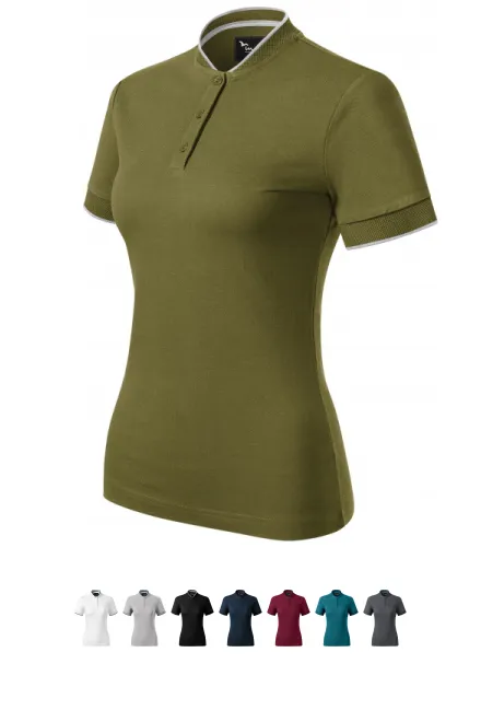 Ženska polo majica z bomber ovratnikom, avokado