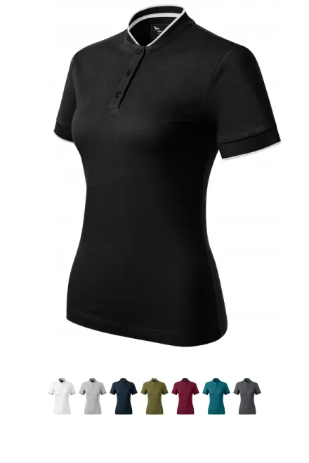 Ženska polo majica z bomber ovratnikom, črna