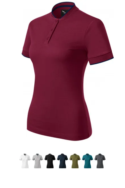 Ženska polo majica z bomber ovratnikom, garnet