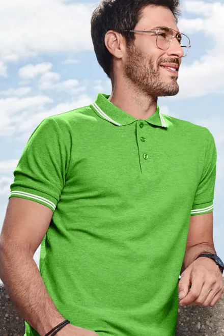 Moška kontra majica polo, jabolčno zelena