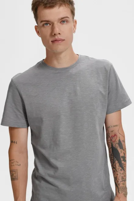 Moška majica iz teksturiranega organskega bombaža, staro srebro