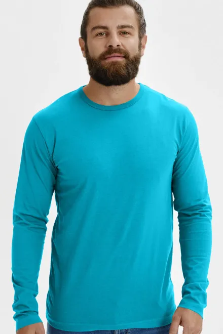 Moška majica z dolgimi rokavi, turkizno