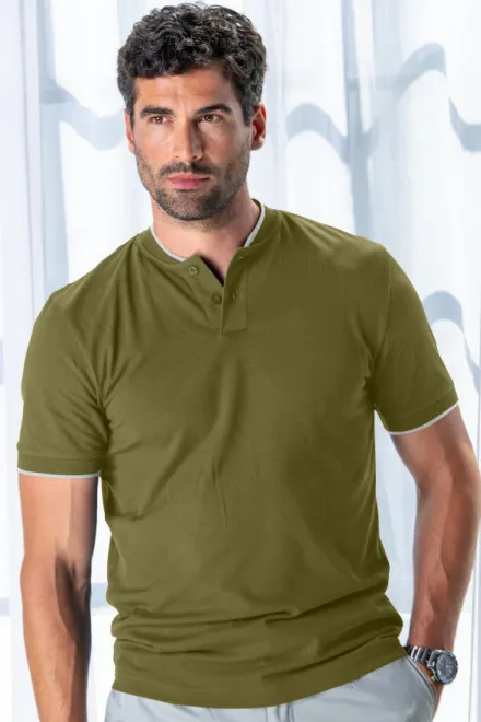 Moška polo majica z bomber ovratnikom, avokado