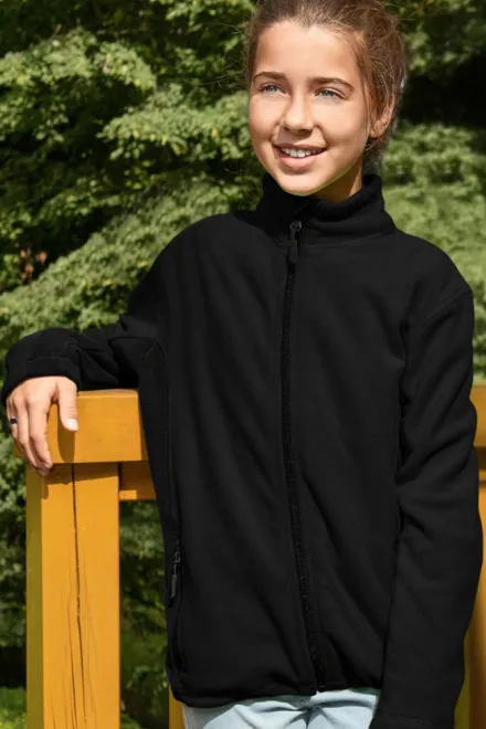 Otroška flis jakna v kontrastu, črna