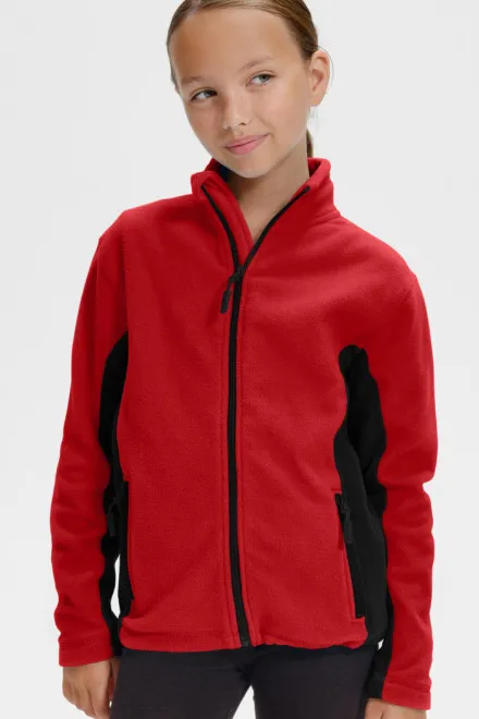 Otroška flis jakna v kontrastu, rdeča