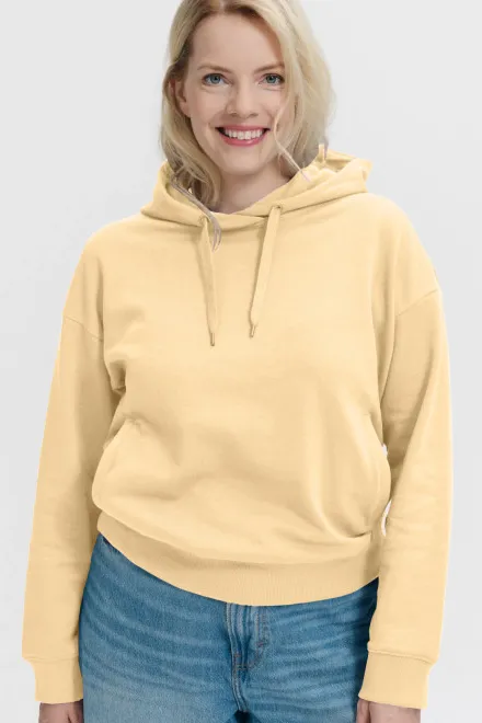 Udoben ženski pulover s kapuco, vanilija