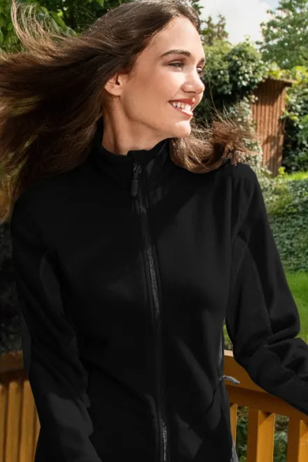 Ženska flis jakna v kontrastu, črna