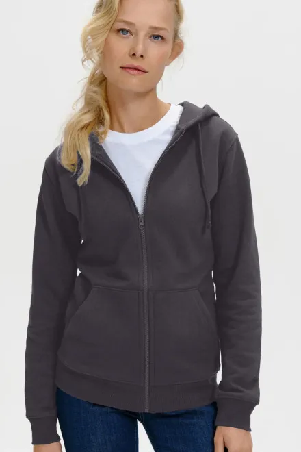 Ženska jopica s kapuco, jekleno siva