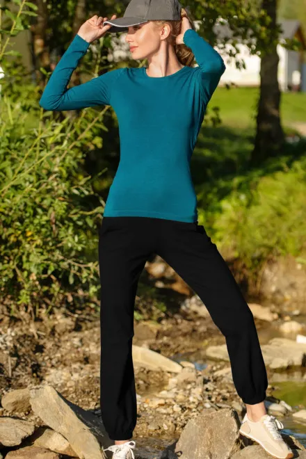 Ženske trenirke z žepi, črna