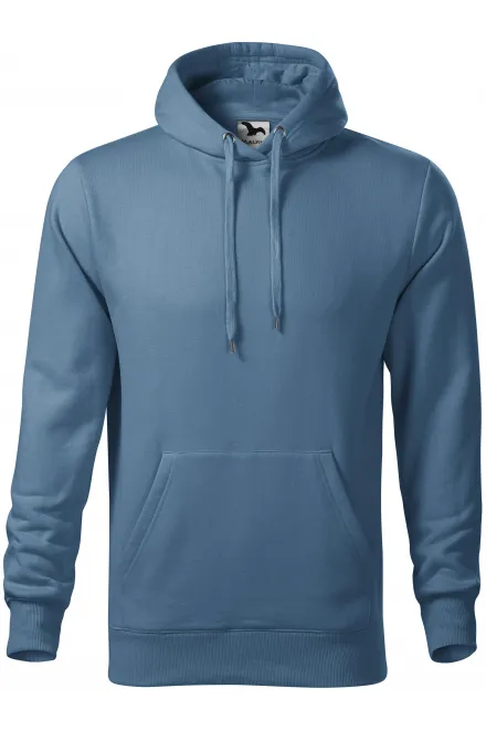 Moška jopica s kapuco brez zadrge - denim, S