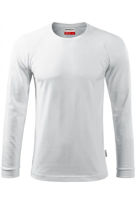 Moška kontrastna majica z dolgimi rokavi - bela, XL