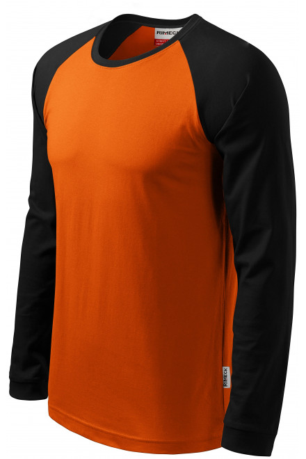 Moška kontrastna majica z dolgimi rokavi, oranžna