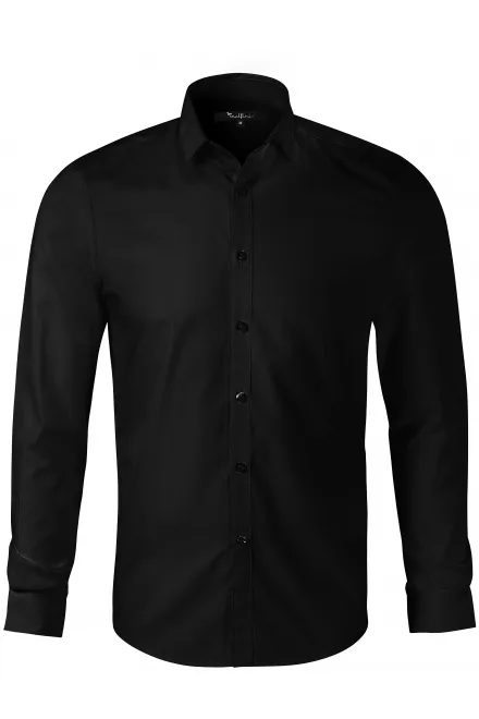 Moška majica z dolgimi rokavi Slim fit - črna, 2XL