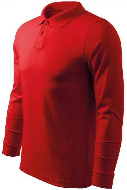 Moška polo majica z dolgimi rokavi, rdeča