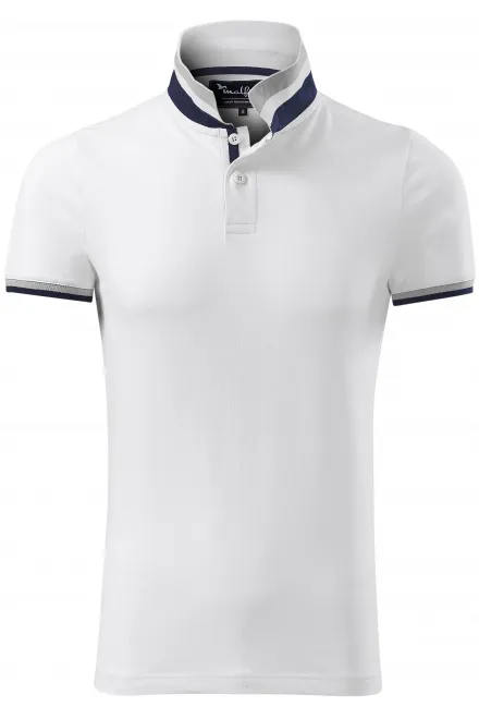 Moška polo majica z ovratnikom navzgor - bela, XL
