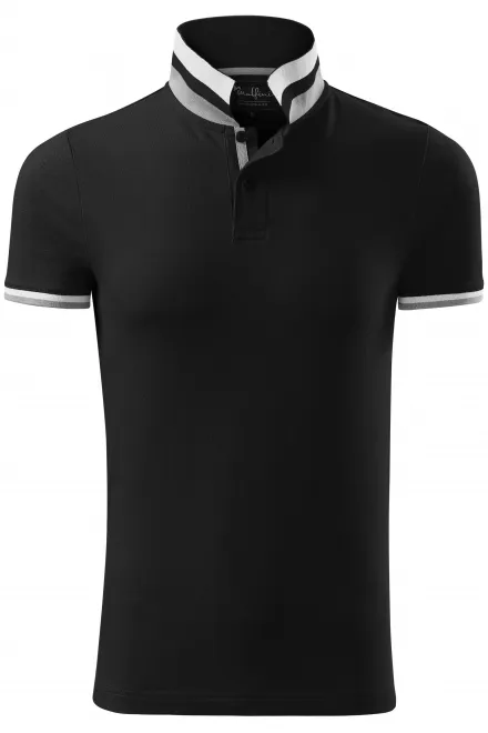 Moška polo majica z ovratnikom navzgor - črna, XL