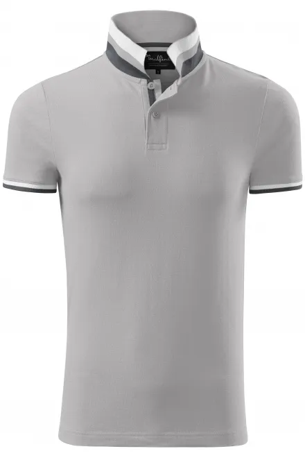 Moška polo majica z ovratnikom navzgor - srebrno siva, XL