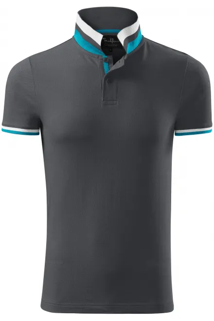 Moška polo majica z ovratnikom navzgor - svetlo siva, XL