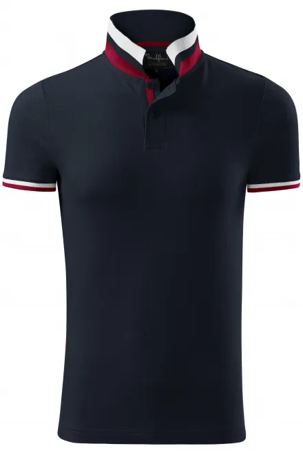 Moška polo majica z ovratnikom navzgor - temno modra, XL