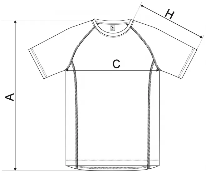 Moška športna majica - tabela dimenzij