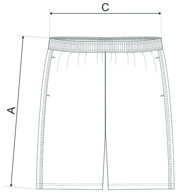 Moške kratke hlače - tabela dimenzij