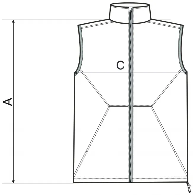 Moški telovnik - tabela dimenzij