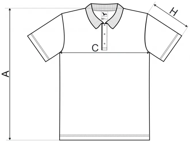 Športna polo majica - tabela dimenzij
