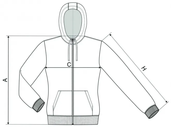 Ženska maskirna jopica - tabela dimenzij