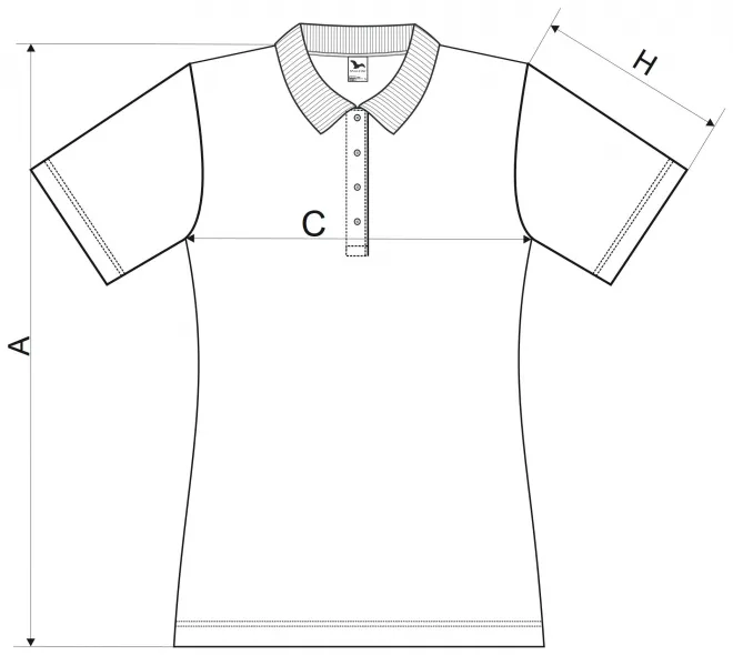 Ženska polo majica slim fit - tabela dimenzij