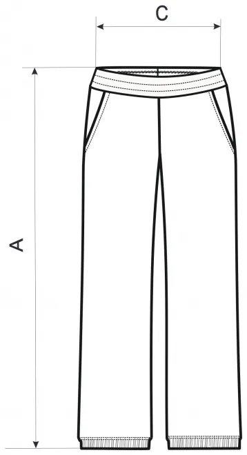 Ženske trenirke z žepi - tabela dimenzij