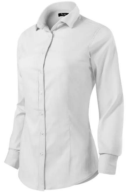Ženska bluza z dolgimi rokavi slim fit, bela