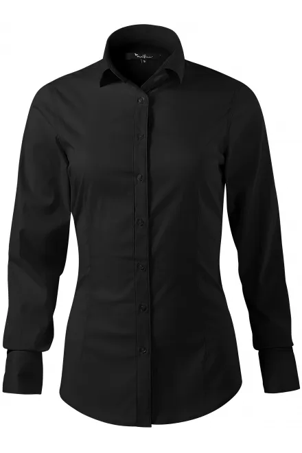 Ženska bluza z dolgimi rokavi slim fit - črna, M
