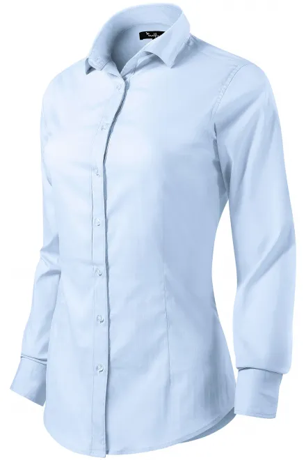 Ženska bluza z dolgimi rokavi slim fit, svetlo modra