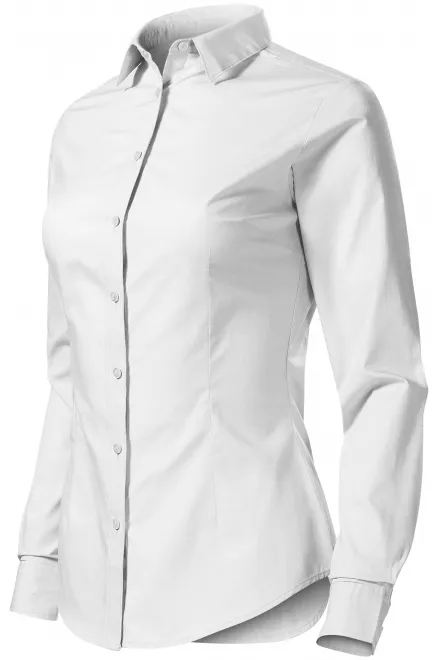 Ženska bombažna bluza z dolgimi rokavi, bela