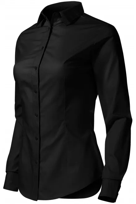 Ženska bombažna bluza z dolgimi rokavi, črna