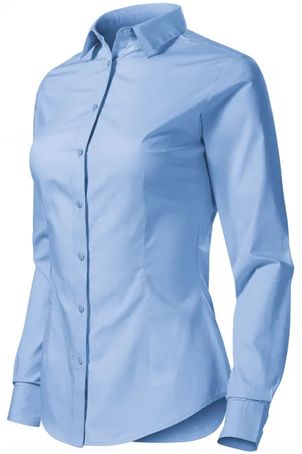 Ženska bombažna bluza z dolgimi rokavi, modro nebo