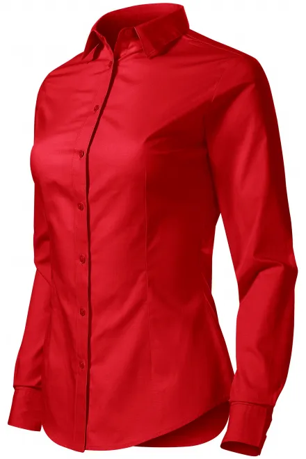Ženska bombažna bluza z dolgimi rokavi, rdeča