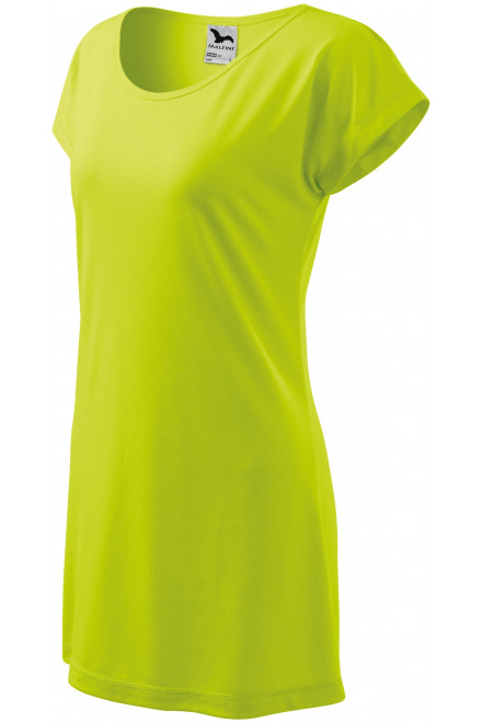 Ženska dolga majica / obleka, apno zelena